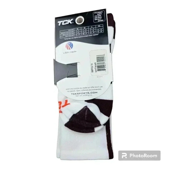 TCK Twin City Adult Crew Baseline Socks White & Maroon #BBPC3 Large NWT - Picture 2 of 5